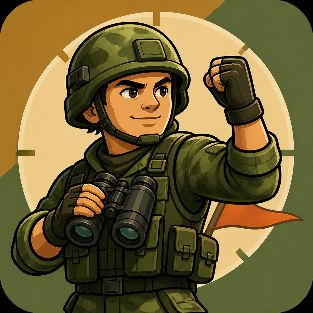 Forward Element green camouflage scout app icon with a bent elbow and raised closed fist